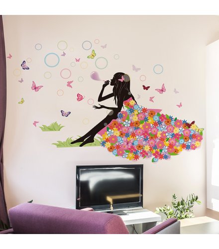 WST103 - Butterfly girl Wall Sticker